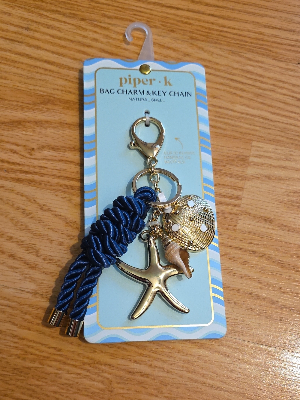 piper•k Navy & Gold Shell and Starfish Key Chain